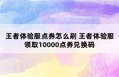 王者体验服点券怎么刷 王者体验服领取10000点券兑换码